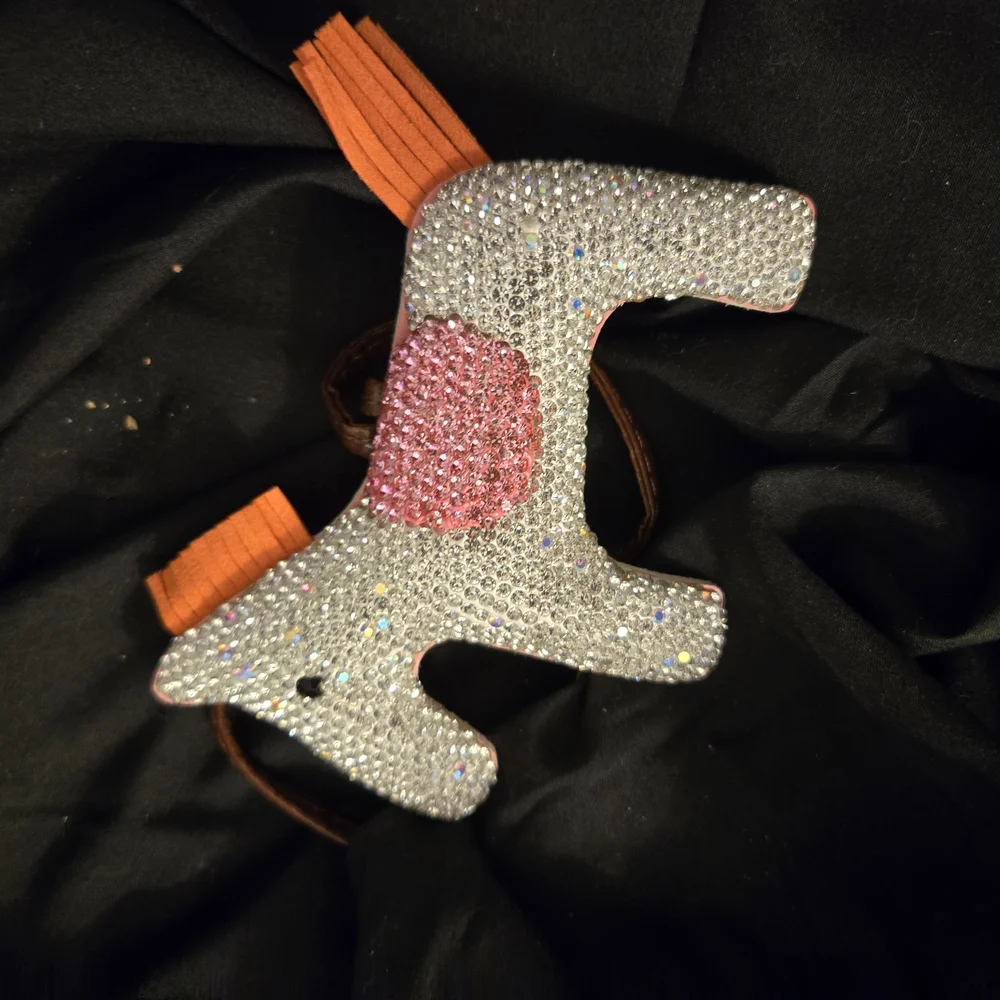 Glittering Silver and Pink Horse Hair Clip